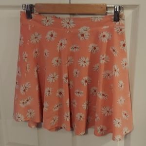Y2K Peach Floral Daisy Mini Skirt Size Small